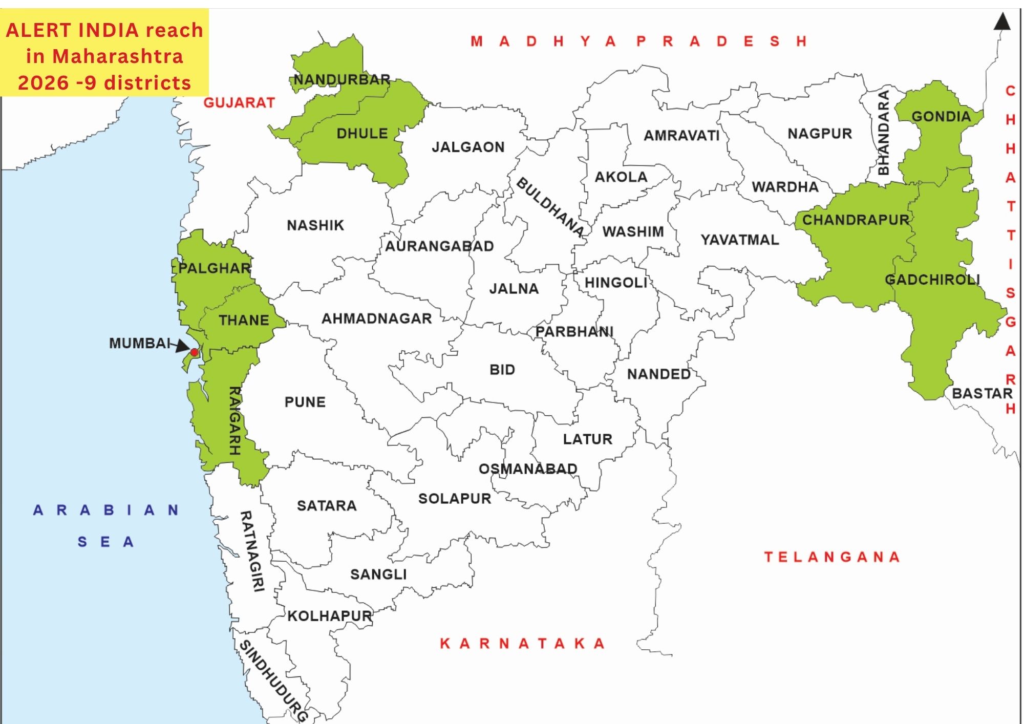 Maharashtra 9 District Map