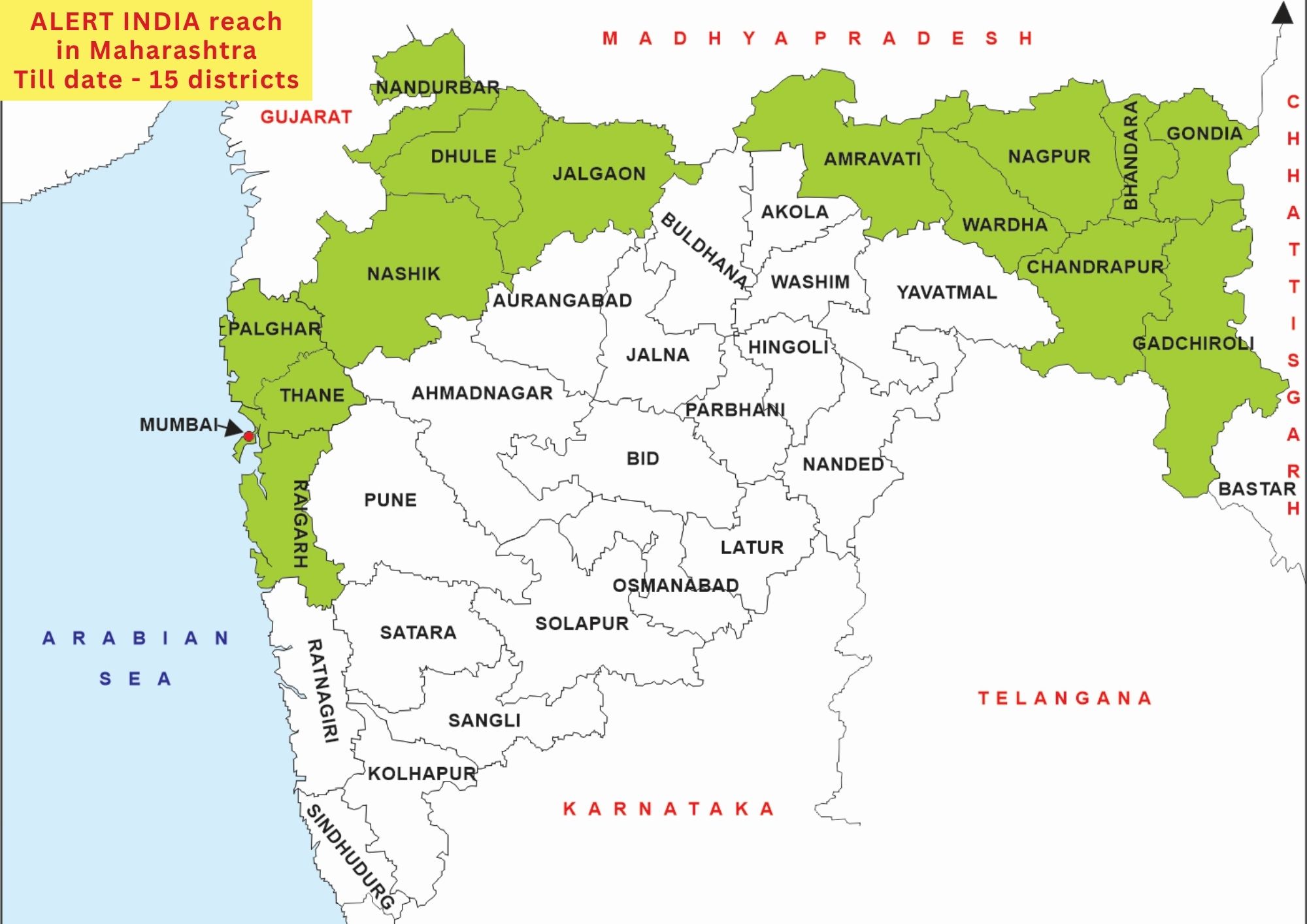 Maharashtra 15 District Map